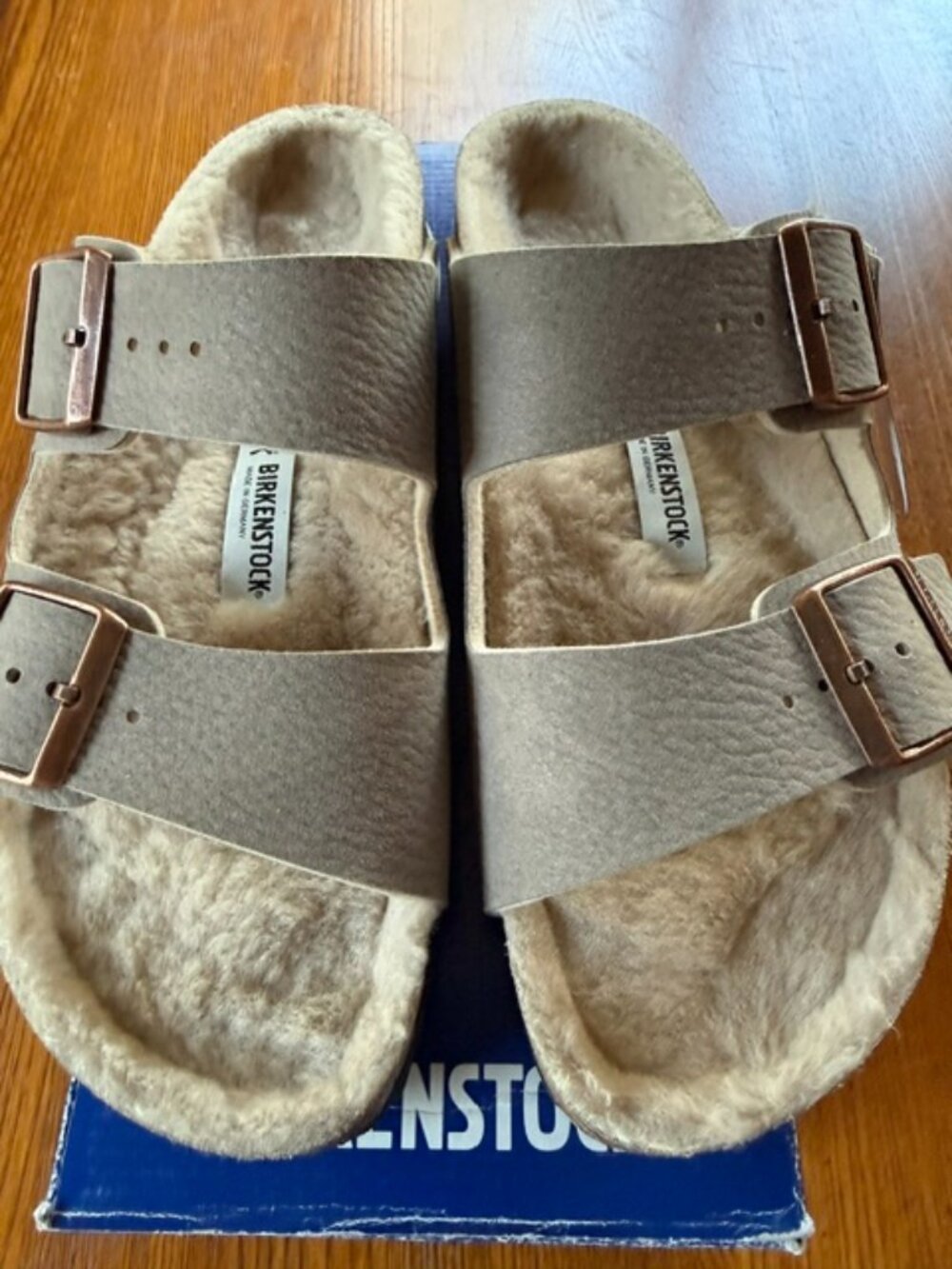 Birkenstock Arizona Shearling Gray Taupe Sandals Women’s 8 EU 39 Regular NIB